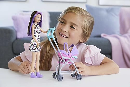 Barbie Coffret Skipper Baby Sitter avec Poupée Skipper Brune Poussette Poupée Bébé et 5 Accessoires Jouet Enfant Dès GXT34 - vue 3