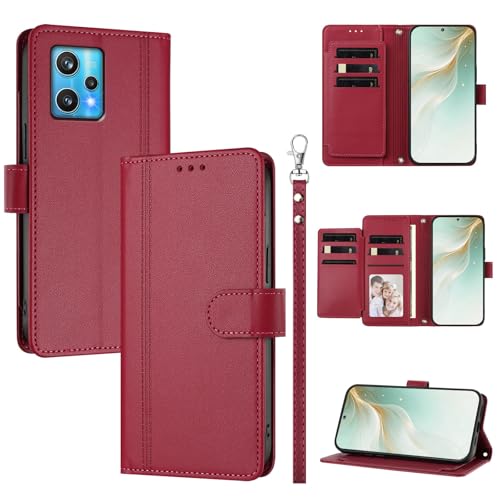 �X�}�z�P�[�X �Ή��@�� for Realme Narzo 50 Pro,�Ή��@�� for Realme 9 4G / 9 Pro Plus 5G �X�}�z�P�[�X�y�E�H���b�g�f�U�C�� �f���A���J�[�h�X���b�g �L���b�V�� �t���b�v���X�^���h �����h�~�zRed