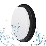 ANWIO Schwarz LED Deckenleuchte rund 13W, 980LM Außenleuchte Extra Flach 48mm IP54 Wasserfest Deckenlampe Bad Garage Keller Wandleuchte Neutralweiß 4000K - 1 Stück