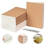 Paquete de 24 Cuadernos de Papel Kraft, Cuadernos de Papel Kraft de Viaje A5, Libretas Escolares Costura de Hilo, Perfecto...