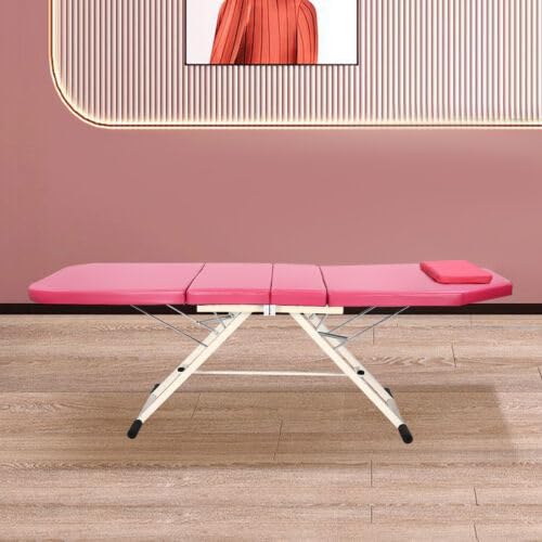 Camilla de Masaje Rosa para Cosméticos - Cama de Tratamiento Portátil y Plegable de Lujo para Salón de Belleza