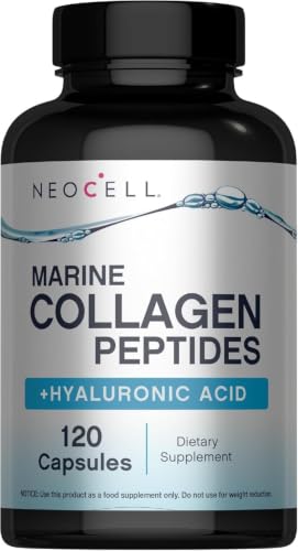 NeoCell Marine Collagen Peptides + Hyaluronic Acid | Supports Skin Hydration & Elasticity & Hair & Nails & Joint Health | 120 Capsules