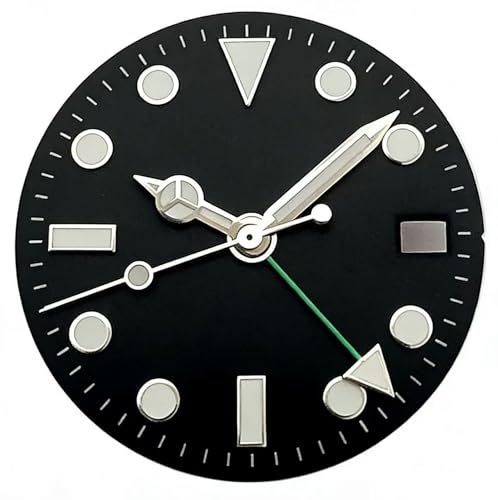 28.5mm NH34 Dial GMT Hands Set BGW9 Blue Lume Movement Mod Parts