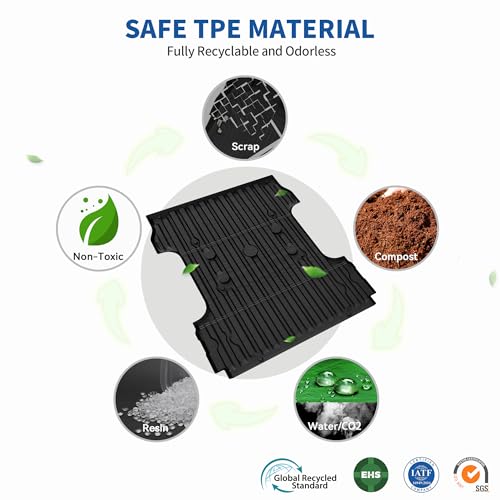 Image of OEDRO Truck Bed Mat Fit for 2017-2025 2026 Ford F250 /F350 /F450 (6.75ft,81.9 inch Bed), TPE All Weather Ford F250 6.75FT Heavy Duty Pickup Bed Liner Accessories, Black