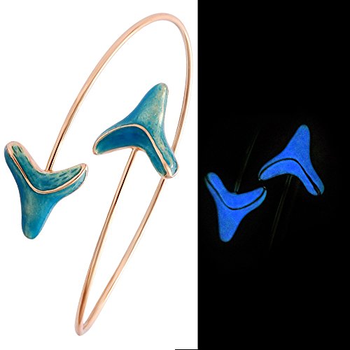 Noumanda Double Shark Tooth Wrap Bracelet Arrow Bangle Bracelet Glowing In The Dark (Rose Gold) #TOP1