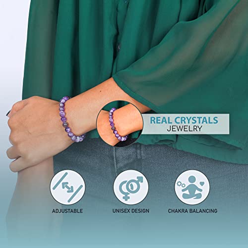Pyor Amethyst Beads Gemstone Bracelets Women's Jewelry Bracelet Reiki Healing Positive Crystals Natural Gemstones Chips Good Luck Charm Gem Chakra Spiritual Gift Handmade Balancing Cleansing Bracelets #TOP2