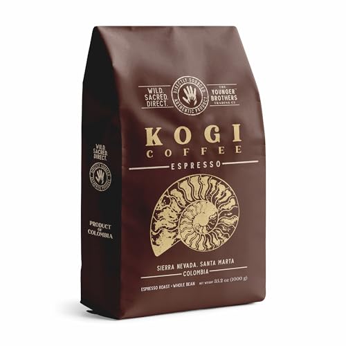 The Younger Brothers Trading Co. Kogi Coffee | Indigenous Wild Grown Whole Bean | Ethically Sourced Single Origin Colombian Coffee | Kogi Espresso Roast (1kg / 35.2oz bag)