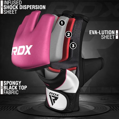 RDX Guantes de artes marciales mixtas para entrenamiento de artes marciales, D. Corte abierto de palma maya, guantes de combate perfectos para lucha en jaulas, deportes de combate, saco de boxeo, Muay Thai y Kickboxing - imagen 6