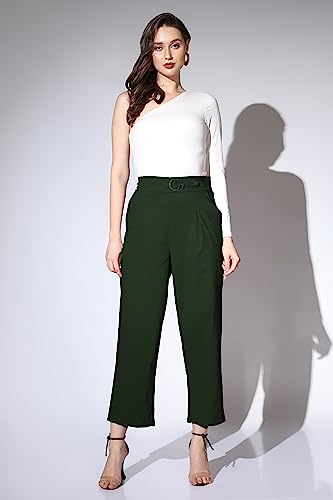Image of Leriya Fashion Women's Ankle Fit High Rise Trousers High-Waisted Pant| Korean Trousers