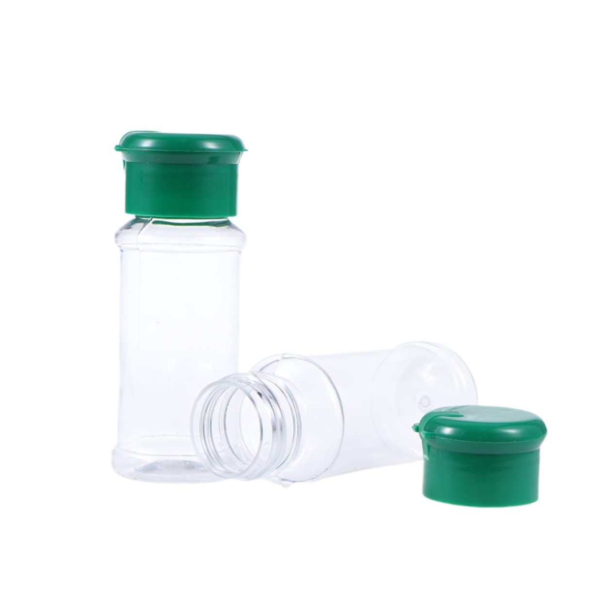 MOLUCKFU Rotating Lid Salt Pepper Shaker Set 10pc Plastic Seasoning Bottles for Spices Salt Cheese More