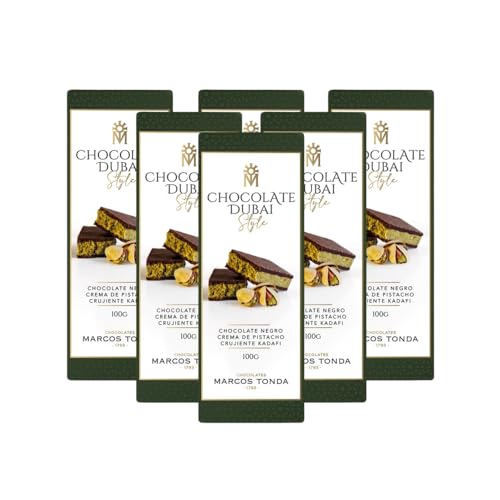 Chocolates Marcos Tonda - Chocolate Dubai Negro Pack 5 | Chocolate Negro Dubai Style | Dubai Chocolate 100g X 5 | Chocolates para Regalar