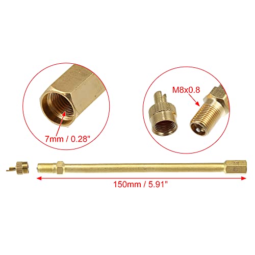 Image of X AUTOHAUX 1 Set 5.91 inch Dually Valve Stem Extenders Straight Dual Tire Valve Extension for Car Truck RV Pickup Motorcycle Gold Tone