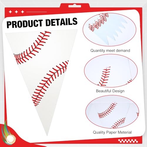 Image of Jetec 5 Pcs 49 Ft Baseball Party Decorations Pennant Banner Pre-Assembled Sport Triangle Flag Bunting Garland for Baseball Birthday Party Supplies Sport Theme Decorations