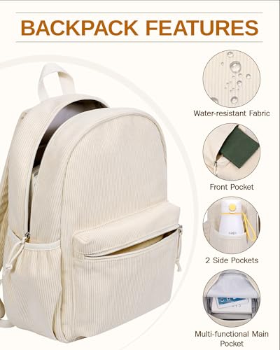 Image of HowFly Corduroy Kids Backpack 3-in-1 Set 15 inch with Lunch Box School Bag | Corduroy 3-in-1 set for elementary middle school, 15-inch backpack, insulated lunch bag, pencil case, back to school gift