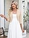 LOMON Womens 3/4 Sleeve Cardigans Cropped Bolero Shrug Light-Weight Open Front Crochet Knit Sweater Jacket, XXL Apricot