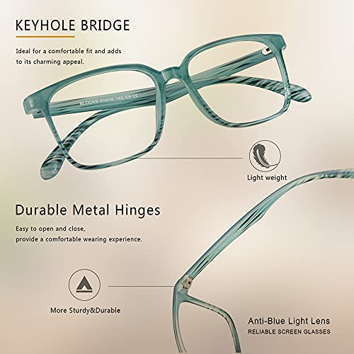 Image of Blue Light Blocking Glasses 3 Pack Square Frame Computer Gaming Reading Glasses Men Women Anti Eyestrain