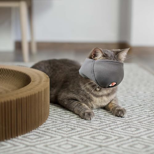 OHCOZZY Katze Maulkorb mit Atmungsaktivem Mesh, Maulkorb für Katzen Verhindern Beißen Kauen Katzenpflege (Größe S, Schwarz)