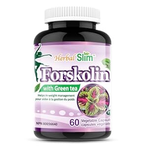 Herbal Slim Forskolin Extract Supplement – Extra Strength Coleus Forskohlii Capsules for Weight Loss and Health Benefits, 20% Standardized and Pure Forskolin Root Herb, Vegan, Non-GMO, Gluten-free, Soy-free, Dairy-free (60 Veggie capsules)