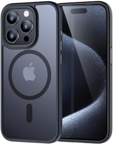 Funda Premium para iPhone 15 Pro – Robusta, resistente a los golpes y con estilo! Tecnología Airbag para protección de nivel militar, resistente a los arañazos, agarre y comodidad superior (negro