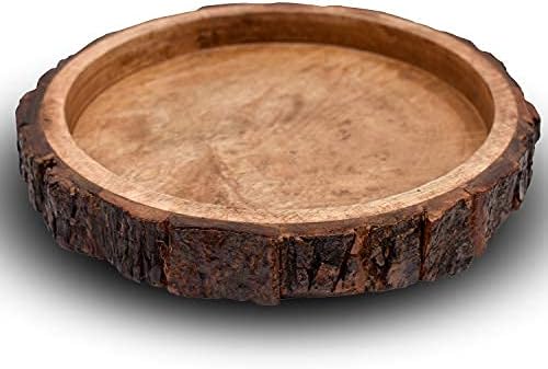 Wooden Tray for Serving & Storage | Mango Wooden Round Trays for Decoration, Kitchen & Dinning Table (10 x 10)