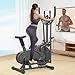Cowmew Elliptical Cross Trainer, 2 in 1 Cross Trainer Exercise Bike with Adjustable Seat, LCD Monitor, Pulse Sensor & Adjustable Resistance, Max Weight 265LBS Exercise Machine for Home Gym, Black