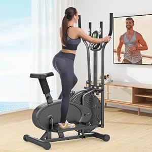 Elliptical Cross Trainer, 2 in 1 Cross Trainer Exercise Bike with Adjustable Seat
