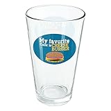 LOGOVISION My Favorite Color Is Cheeseburger 16 oz Pint Glass, Tempered Glass, Printed Design & A Perfect Fan Gift | Great for Cold Beverages, Soda, Water