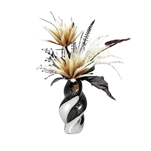 Fausses fleurs de luxe avec vase en céramique pour table à manger et salon