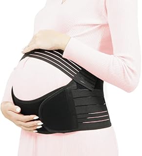 OHALEEP Pregnancy Belly Support Band, 3 in 1 Maternity Belly Band for Pregnant Women, Breathable & Adjustable Belly Band for Pregnant Women to Support Pelvic, Waist, Back, Abdomen Pain (BLACK, Large)