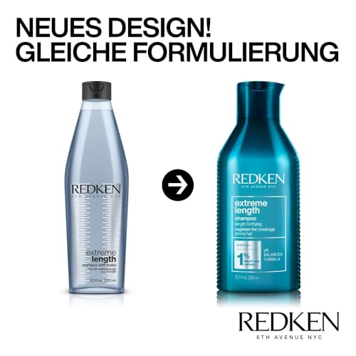 Foto von Redken Haarshampoo für lange und starke Haare, Anti Haarbruch, Mit Biotin, Extreme Length Shampoo, 1 x 300 ml