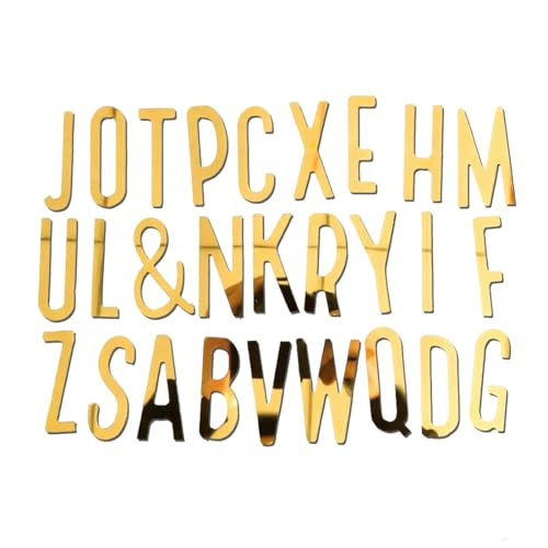 COYUN 52 decorações de letras para bolos, letras para decoração de bolos, cor dourada, acrílico, decoração para bolos, maiúsculas de A a Z, para celebrações, aniversários, casamentos