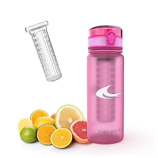 DAIKOKU - Botella Deportiva de Agua 1L | Libre de BPA | A Prueba de Fugas | Ergonómica y Resistente a Impactos | Ideal para Deportes y Aire Libre | Rosa | 1 Litro