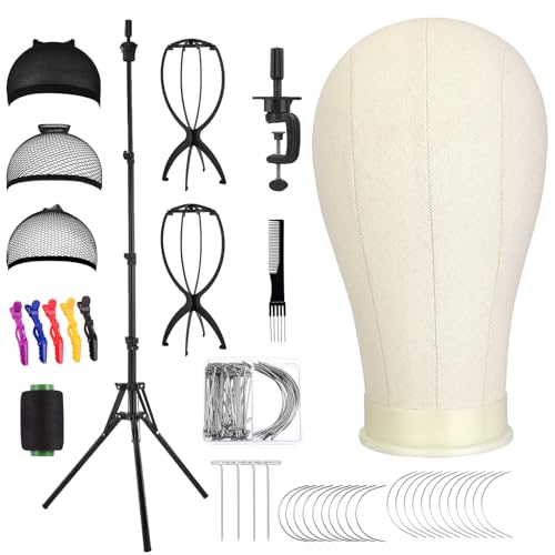Ginogend Mannequin Head with Wig Stand - Adjustable Height Wig Head Stand with Head for Wigs - Manikin Head Set for Cosmetology