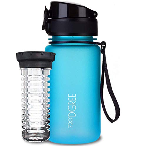 720°DGREE Botella de Agua uberBottle – 350 ml, 350ml, Azul | Novedosa Botella Deportiva | Sin BPA | Ideal para niños, Fitness, Deportes, fútbol, guardería, Escuela, pequeños, antigoteo