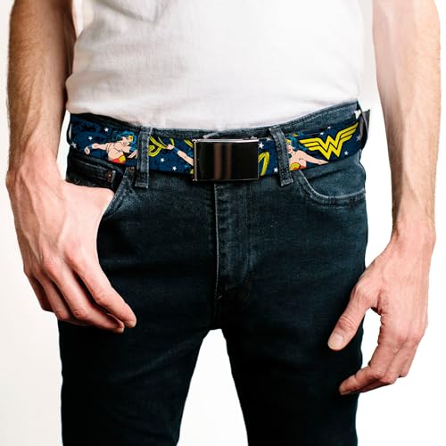 Buckle-Down Men's Web Belt Wonder Woman, Multicolor, 1.5" Wide-Fits up to 42" Pant Size2