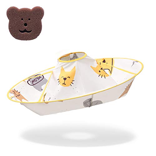 [MINGYI TECH] 散髪ケープ ヘアエプロン 散髪マント 散髪マント 刈布 自宅 カット 散髪 コンパクト 散髪道具 収納しやすい 【日本Amazon倉庫配送】折りたたみ式 防水 ヘアカット お家で手軽に散髪 クリンニングスポンジ付き 可愛い猫の画像