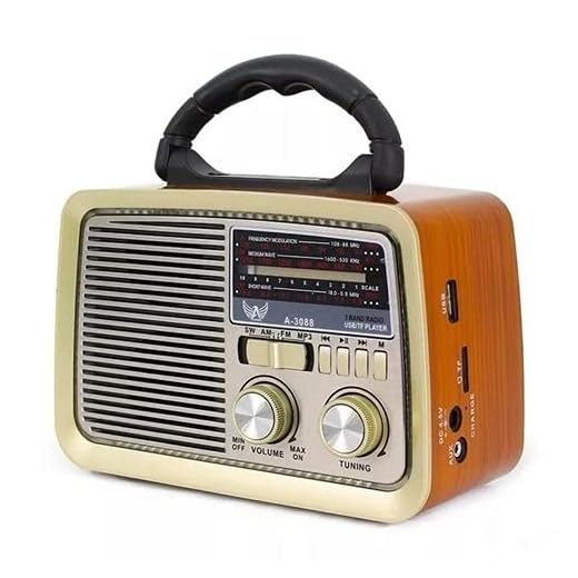Rádio Retrô Portátil Mp3 Usb Cartão Sd Am Fm C/bluetooth (Marrom)