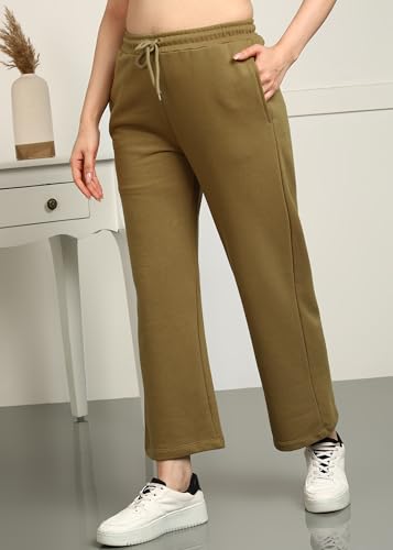 Image of Alan Jones Clothing Women's Relaxed Fit Mid Rise Solid Wide Legs Track Pant