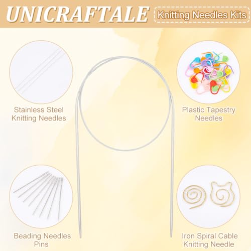 UNICRAFTALE Kits de agulhas de tricô, 32 peças, marcadores de ponto de bloqueio de crochê de plástic