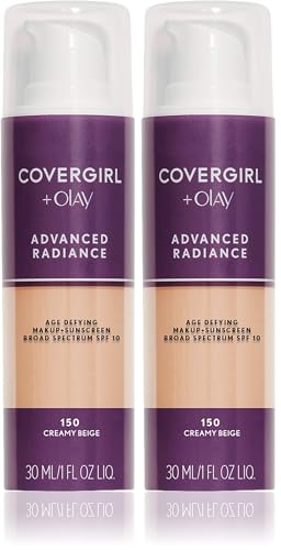 COVERGIRL Advanced Radiance Age Defying Foundation Makeup Creamy Beige, 1 oz (Pack of 2)
