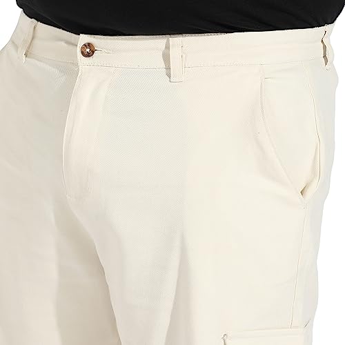 Image of Instafab Plus Men's Cargo Shorts for Casual Wear | 6 Pockets | Plus Size Fit | Button Closure | Cotton Poly Cargo Shorts Crafted with Comfort Fit for Everyday Wear