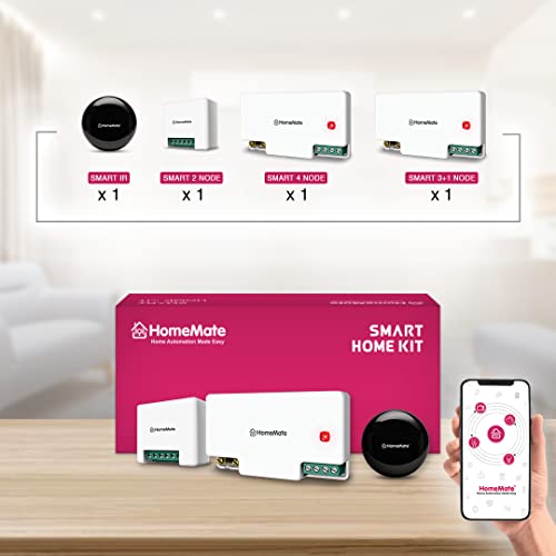 Image of HomeMate Smart Home Kit for 2 BHK (Lite), Smart Retrofit Switches to Automate 9 Lights, 1 Fan and IR Devices, No re-Wiring Required, Compatible with Alexa, Google Home & Siri Shortcuts