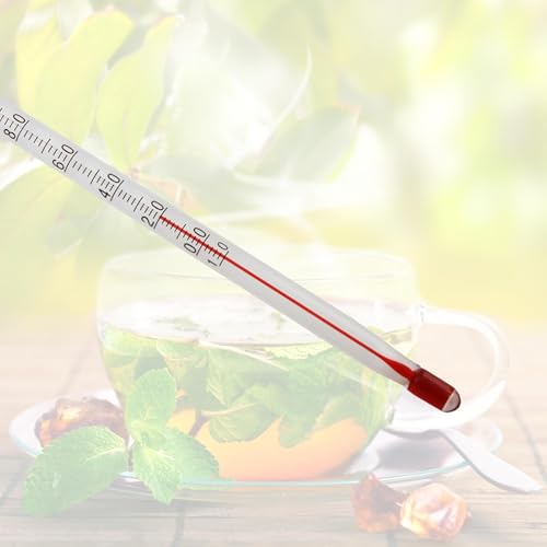 Miniatura 4 de Lantelme Termómetro De Té De Cristal Con Bola De Madera Natural, 14 Cm De Largo, Indicador De Temperatura De -10 C A 110 C, Termómetro Analógico Para Té, Tetera, Té Y Preparación De Té, Termómetro