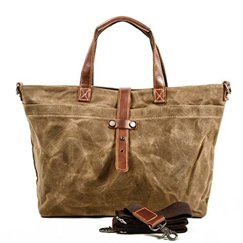 Image of Tote Bag For Women Large Leather Canvas Work Shoulder Bag And Foldable Travel Purse Satchel Bags With Strap