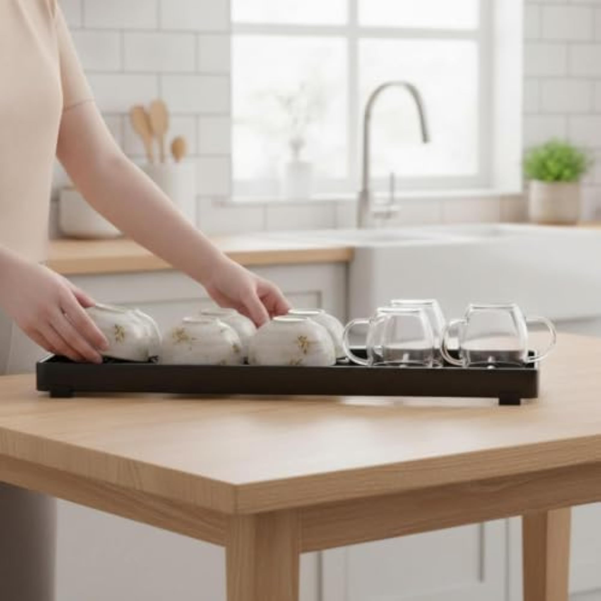 Vertical Kitchen Storage Rack with Divider for Bowls