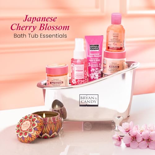 Image of Bryan & Candy Bath Tub Essentials|Gift Set For Women And Men | Complete Home Spa Experience (Cherry Blossom Tub Kit)