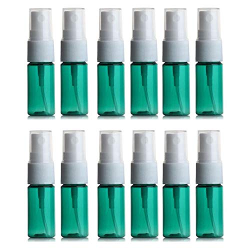 10ml 0.33 oz Fine Mist Spray Bottles with Sprayer Plastic Travel Atomizer for Perfume Moisturizer Cleaning Water Empty Refillable,Green Pack of 12