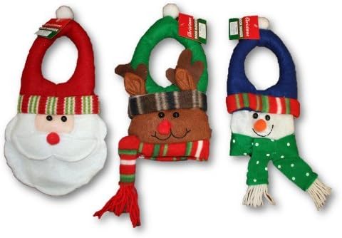 Padded Felt Christmas Door Hanger Set - Snowman, Santa and Reindeer