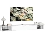 HOMCOM 55" Supporto TV sospeso per TV fino a 60" Bianco venatura legno