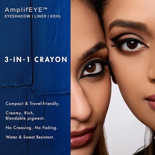 Image of HYUE AmplifEYE 3-in-1 Crayon | Eyeshadow - Liner - Kohl | Drenched Denim | Creamy Multi-Use Stick with Sharpener and Smudger | High-Pigment Formula with Vitamin E & Jojoba Oil | Talc & Paraben-Free